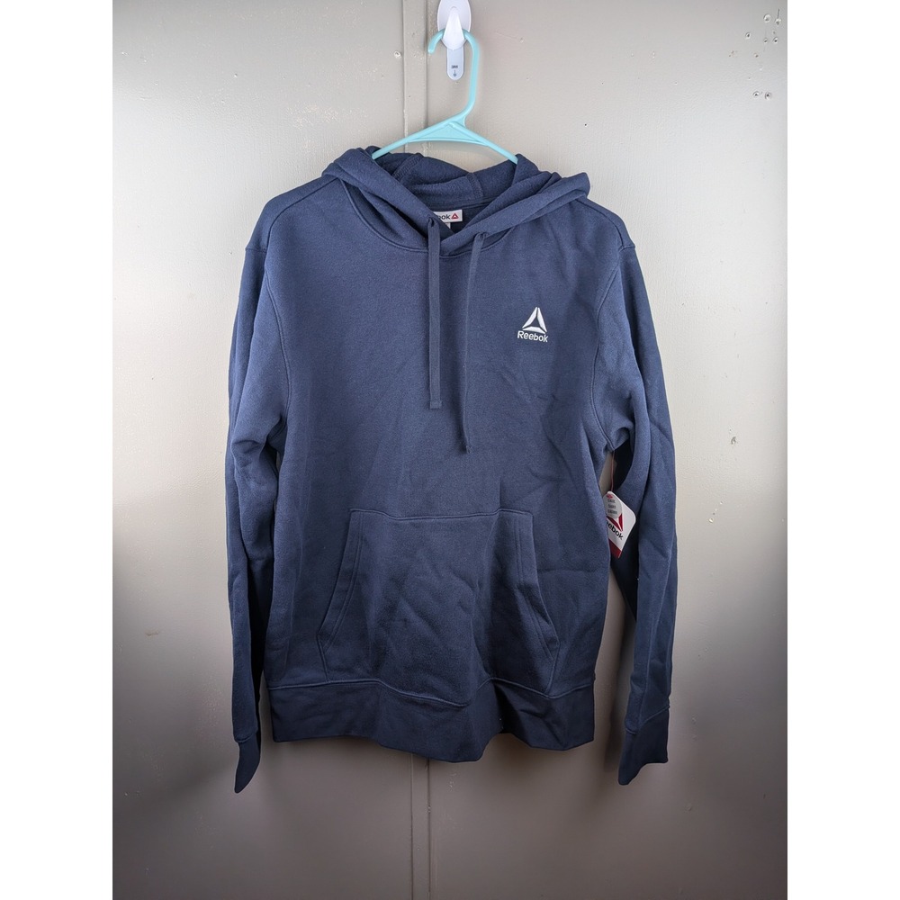 Reebok Mens Navy Blue Fleece Pullover Hoodie Sweatshirt REM233FH03 Size M NWT - Picture 1 of 5